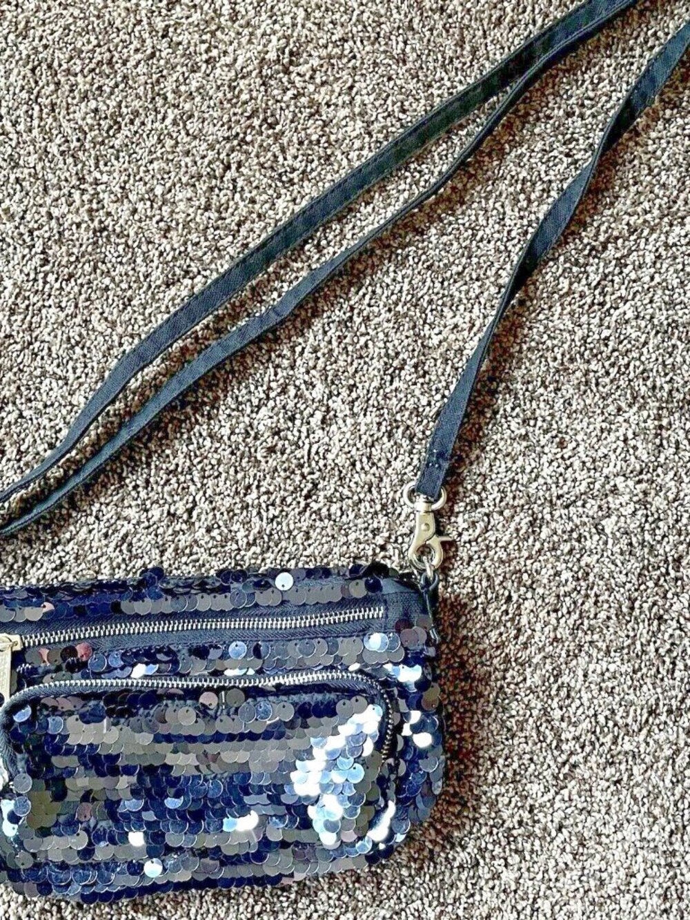 Y2K Victoria's Secret Dark Blue sequins small crossbody bag handbag purse